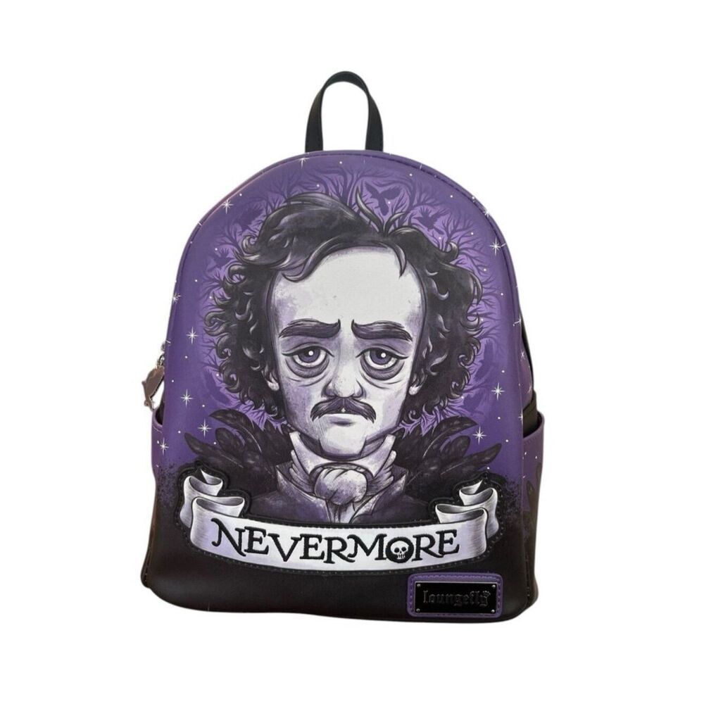 Loungefly Edgar Allen Poe Portrait Mini Backpack Nevermore Raven Bag BAM NWT